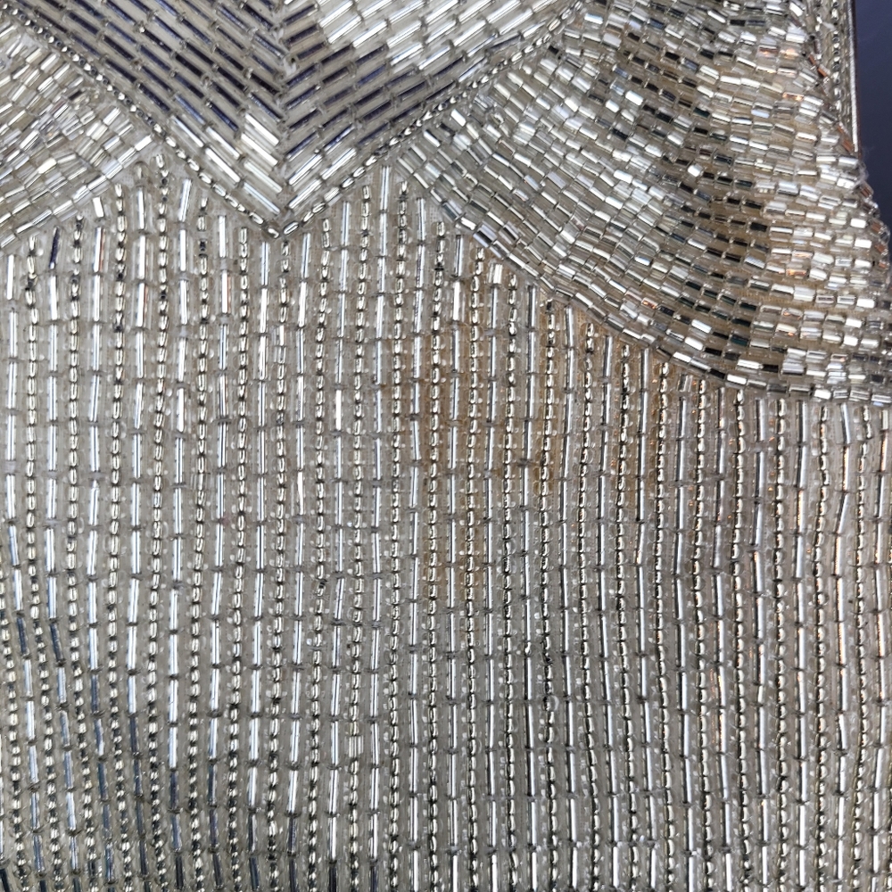 Vintage La Regale Silver Beaded Clutch Evening Handbag - Picture 5 of 5